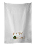 English Bulldog Happy Holidays Kitchen Towel Set of 2 White Dish Towels Decorative Bathroom Hand towel for Hand, Face, Hair, Yoga, Tea, Dishcloth, 19 X 28", White