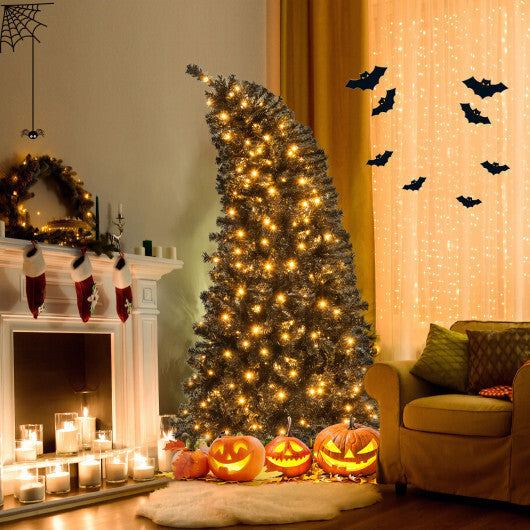 6/7 FT Artificial Christmas Tree with Bendable Top Section and Warm Light-7 ft