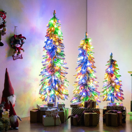 Artificial Christmas Tree Set of 3 with Snow-flocked Branch Tips