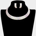 4-Row crystal Rhinestone Banded Open Choker Necklace