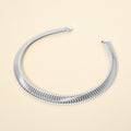 Bold Ribbed Metal Choker Necklace