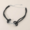 Metal Link Accent Braided Cord Choker Necklace