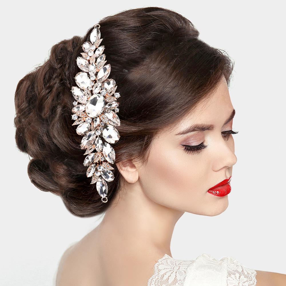Marquise Oval Stone Cluster Hair Comb
