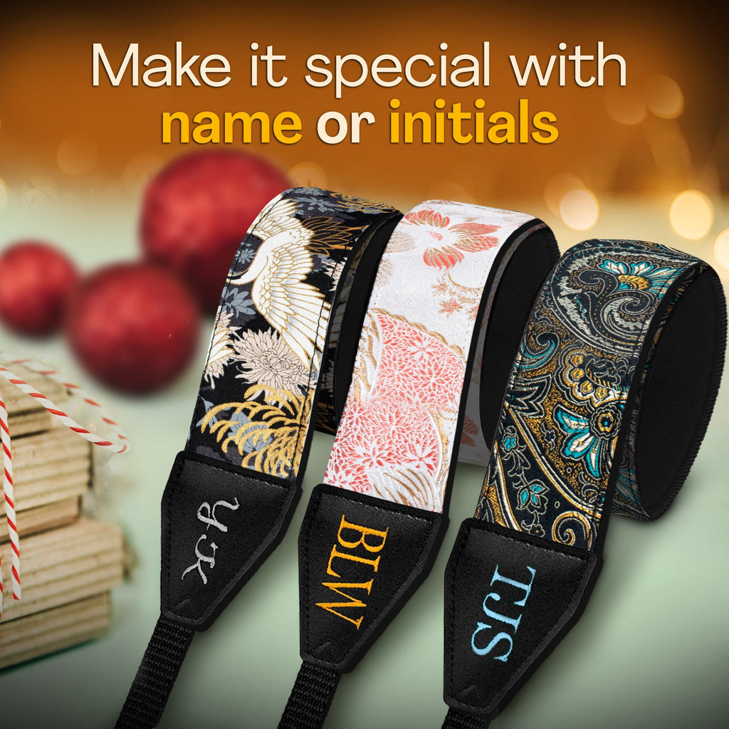 Personalized Embroidered Blue Japanese Camera Strap - Camera Strap for SLR/ DSLR