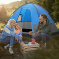 3 Person Outdoor Camping Tent with Removable Floor Mat for Camping Hiking Traveling-Blue