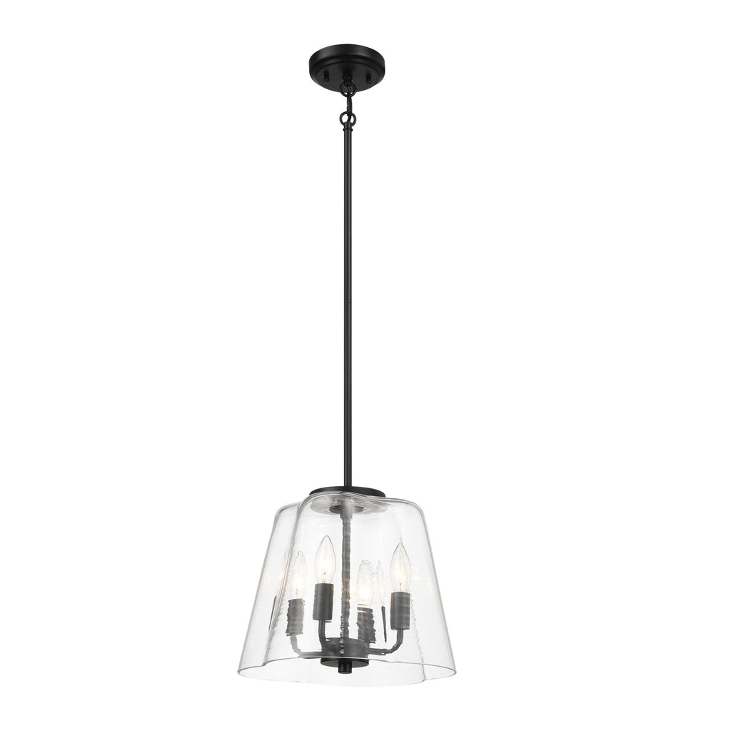 4-Light Candle Pendant Light – Satin Brass Finish & Clear Glass | Elegant Dining Room & Living Room Chandelier