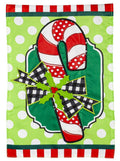 Candy Cane and Holly Christmas Garden Flag 2 Sided Applique