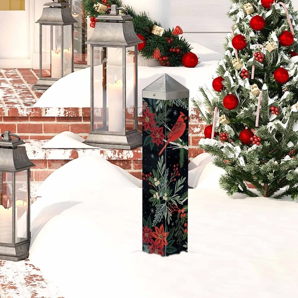Cardinals and Berries Art Peace Pole 20 Inches Tall
