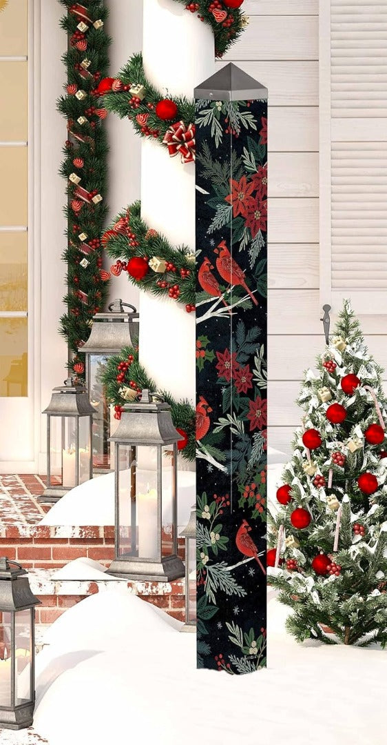 Cardinals and Berries Art Pole 60 Inches Tall