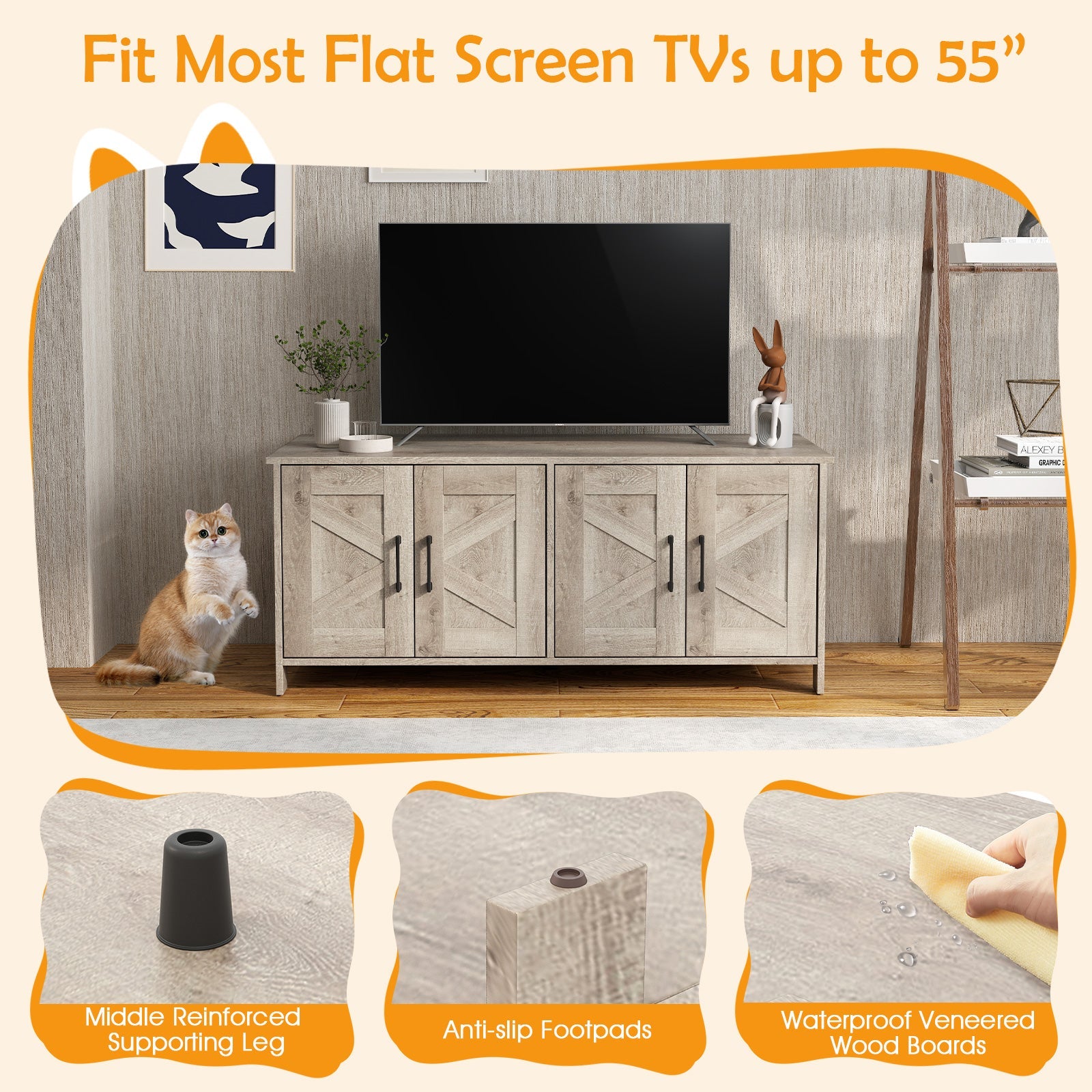 Cat Litter Box Enclosure for 2 Cats Modern Kitty Litter Box Furniture Hidden-Oak