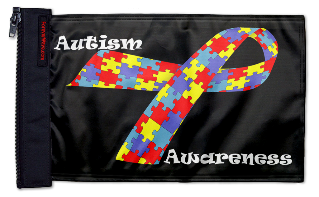 Autism Awareness 12"x18" Forever Wave Flag for Jeep Wrangler CJ-7 and CJ-8 1976-1986