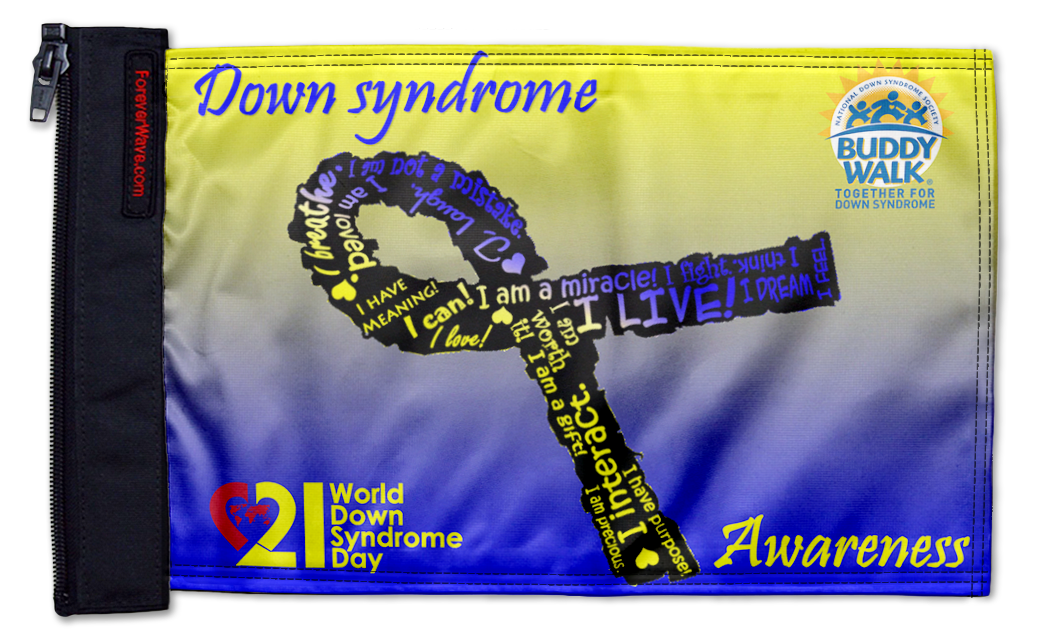 Down Syndrome Awareness 12"x18" Forever Wave Flag for Jeep Wrangler JK 2-Door 2007-2018