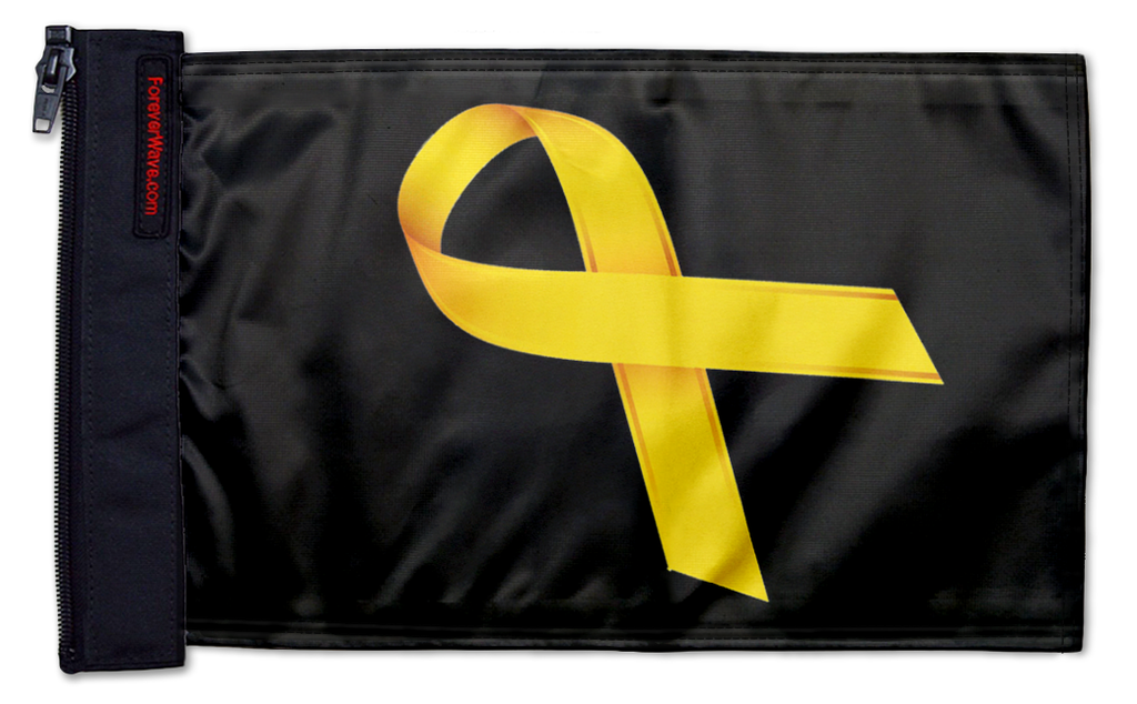 Gold Ribbon 12"x18" Forever Wave Flag
