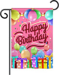 Celebrate Happy Birthday Garden Flag 2 Sided Decorative Pink
