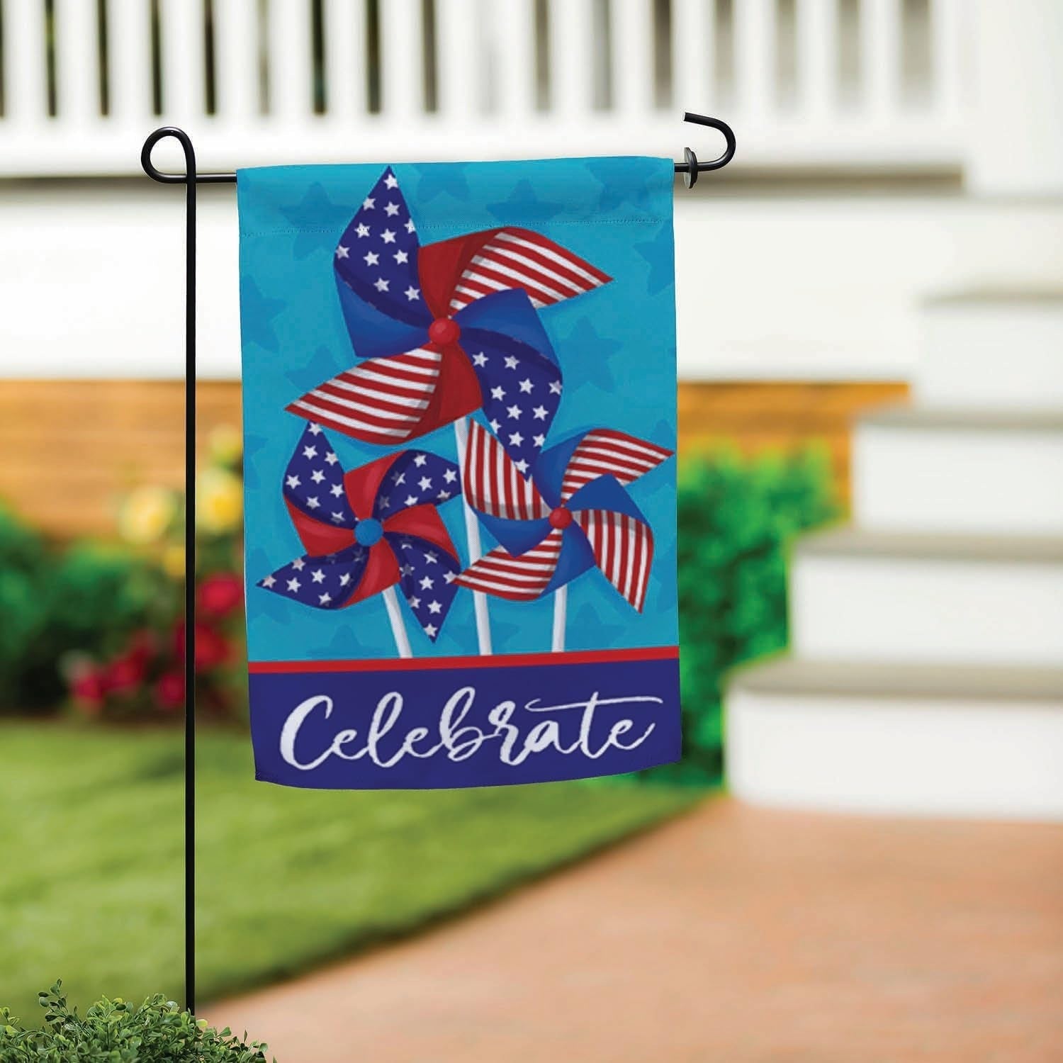 Celebrate Pinwheel 2 Sided Garden Flag