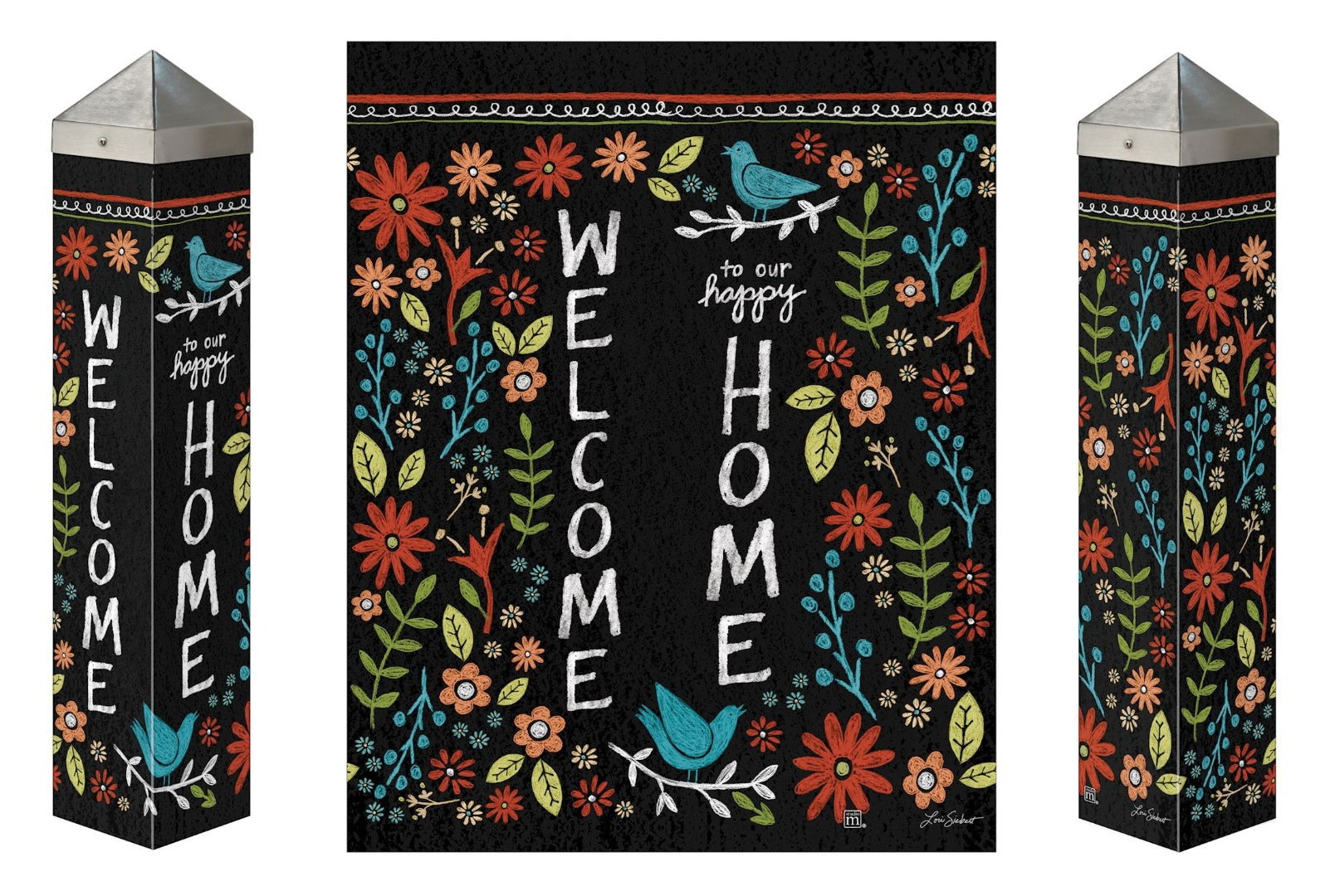 Chalkboard Floral Art Pole 20 Inches
