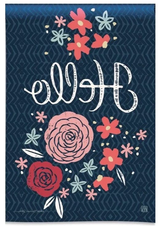 Charming Rose Garden Flag Decorative Hello