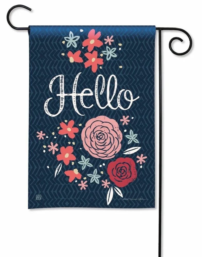 Charming Rose Garden Flag Decorative Hello