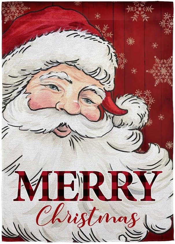 Cheerful Santa Christmas Garden Flag 2 Sided