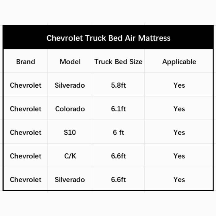 5.5-5.8 ft | 6-6.5ftChevrolet Truck Bed Air Mattress