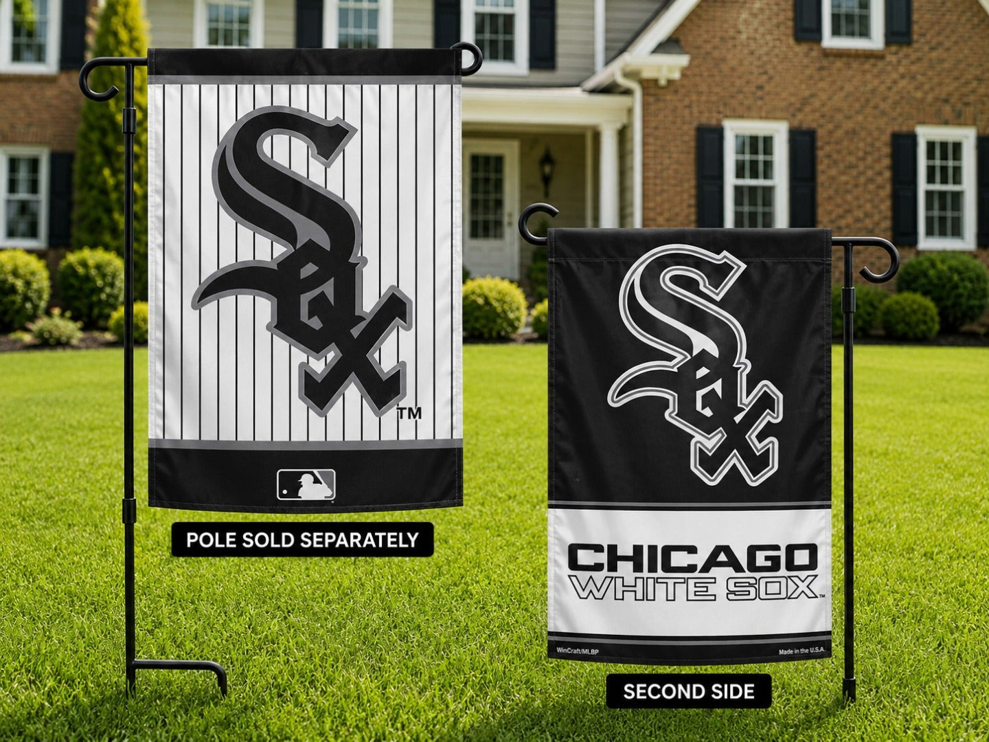 Chicago White Sox Garden Flag 2 Sided Pinstripe