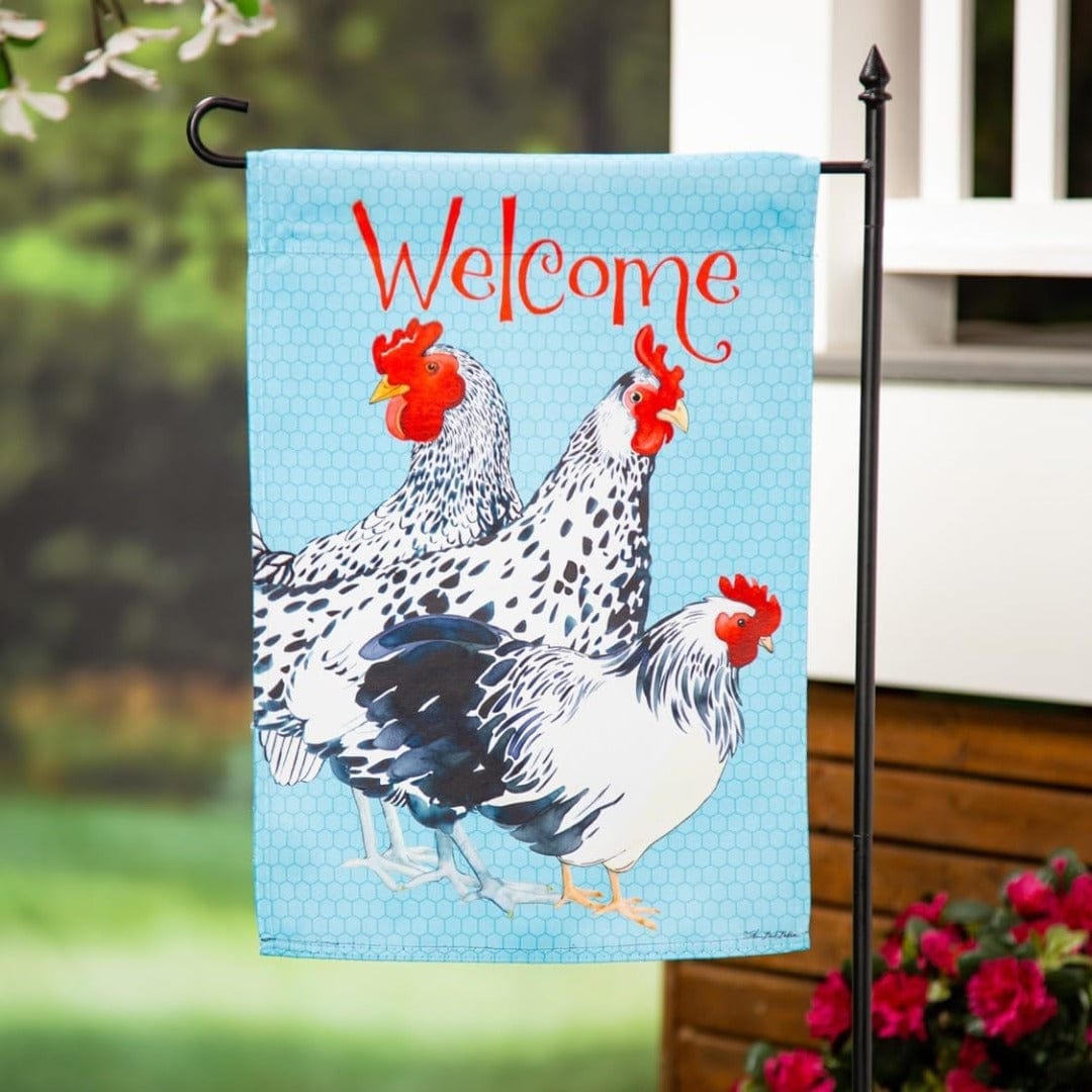 Chickens Garden Flag 2 Sided Welcome