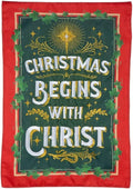 Christmas Begins With Christ Garden Flag 2 Sided Applique
