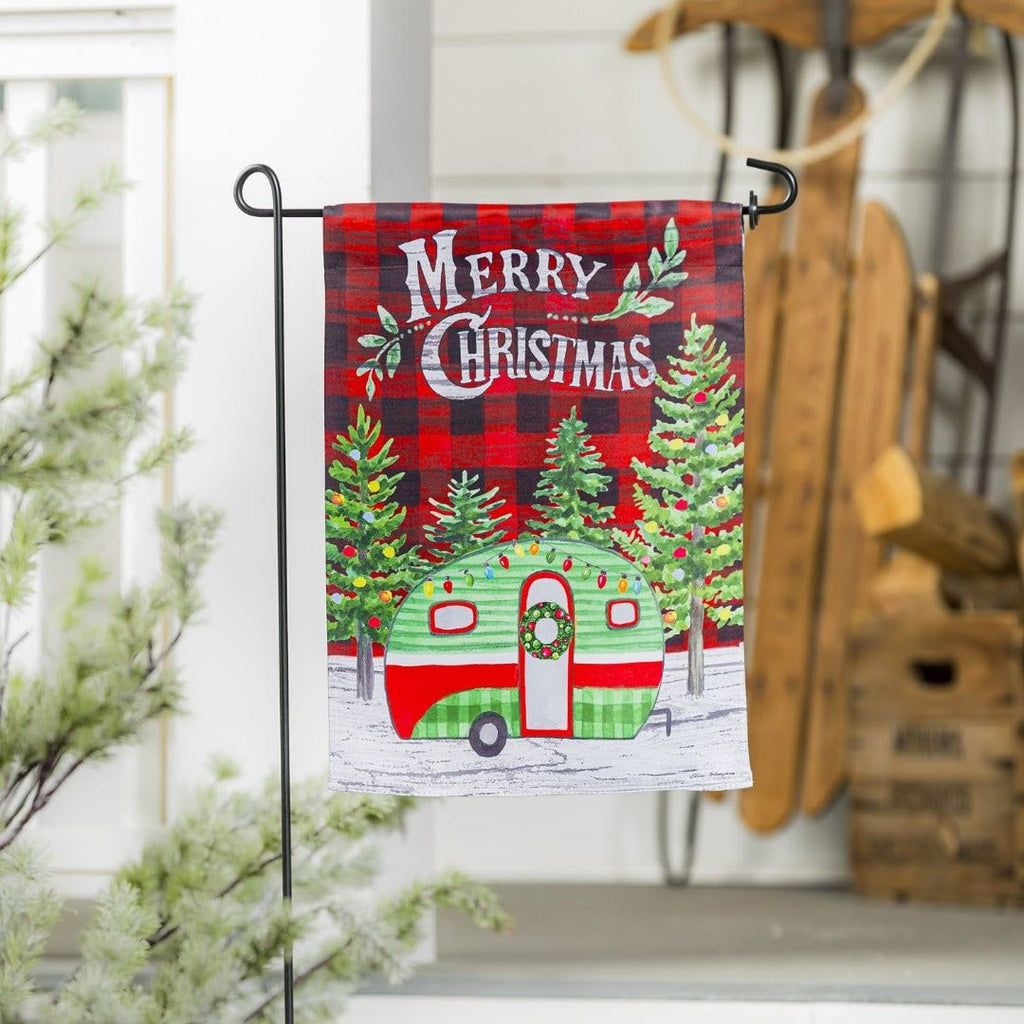 Christmas Camper Garden Flag 2 Sided Merry Christmas