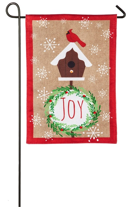 Christmas Joyful Cardinal 2 Sided Garden Flag Burlap