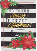 Christmas Merry & Bright Garden Flag 2 Sided Striped