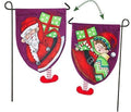 Christmas Santa Elf Garden Flag 2 Sided Burlap