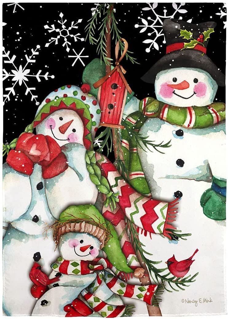 Christmas Snowman Holiday Garden Flag 2 Sided Decorative