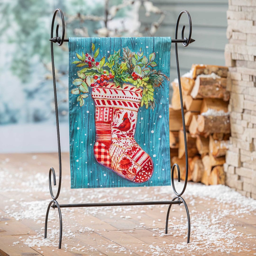 Christmas Stocking Garden Flag 2 Sided Moire