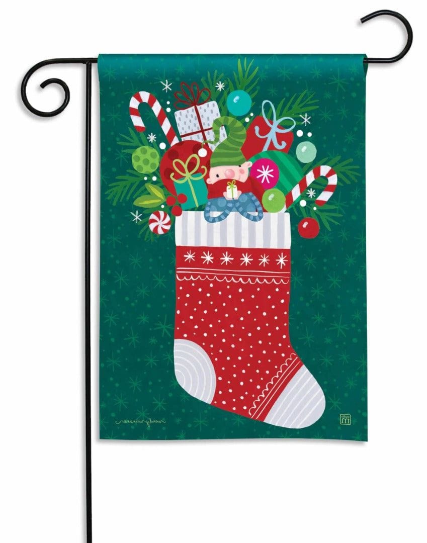 Christmas Stocking Garden Flag 2 Sided Wendy Wiinanen