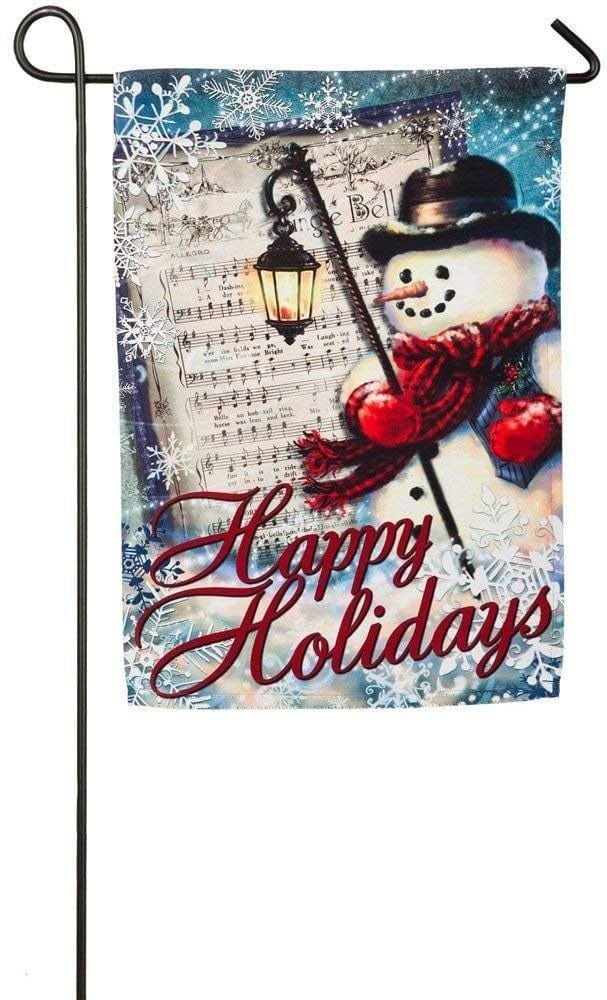 Vintage Snowman Greetings Garden Flag 2 Sided