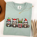 Christmas Raccoons Santa Winter Wonderland Holiday Scene Cozy Vintage Warm Comfort Colors Tee