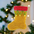 Handmade Beaded Christmas Stocking Ornament â€“ Haitian Artisan Holiday DÃ©cor