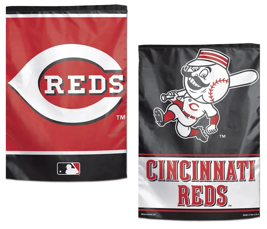 Cincinnati Reds 2 Sided Garden Flag Double Logo