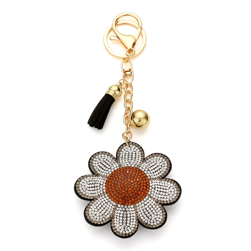 Bling Daisy Flower Tassel Bag Charm