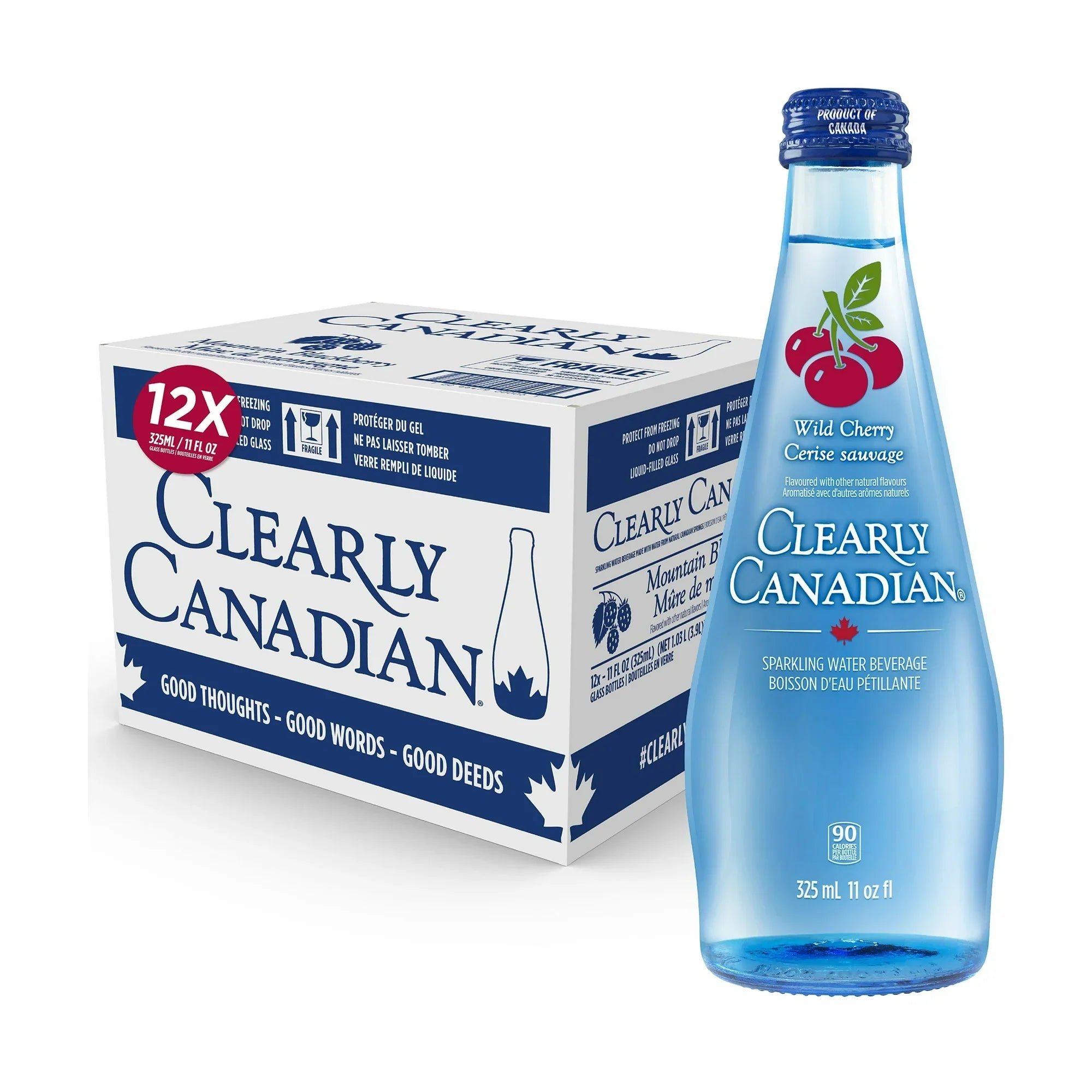 Clearly Canadian Wild Cherry Sparkling Water, Pack of 12 - 11 Fl Oz