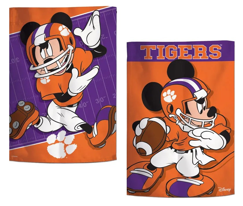 Clemson Tigers Football Mickey Mouse Garden Flag, 2 Sided
