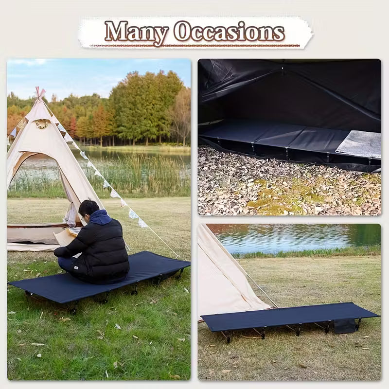 Compact Camping Cot Backpacking Ultralight Folding Lightweight Heavy Duty • Easy Setup, Durable Aluminum Alloy • Camping Cot, Hiking Gear • Portable Design, Sturdy Frame • Hiking Accessory, Hikers Gear • for Outdoor Hiking Travel Beach