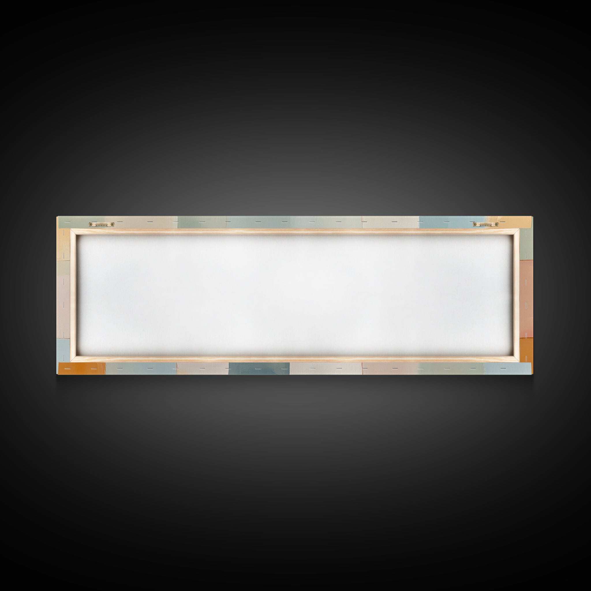 MCM Style Abstract Square, Framed Canvas Print, Mid-Century Modern Wall Art, Pastel Colors, Large Horizontal Wall Art Print