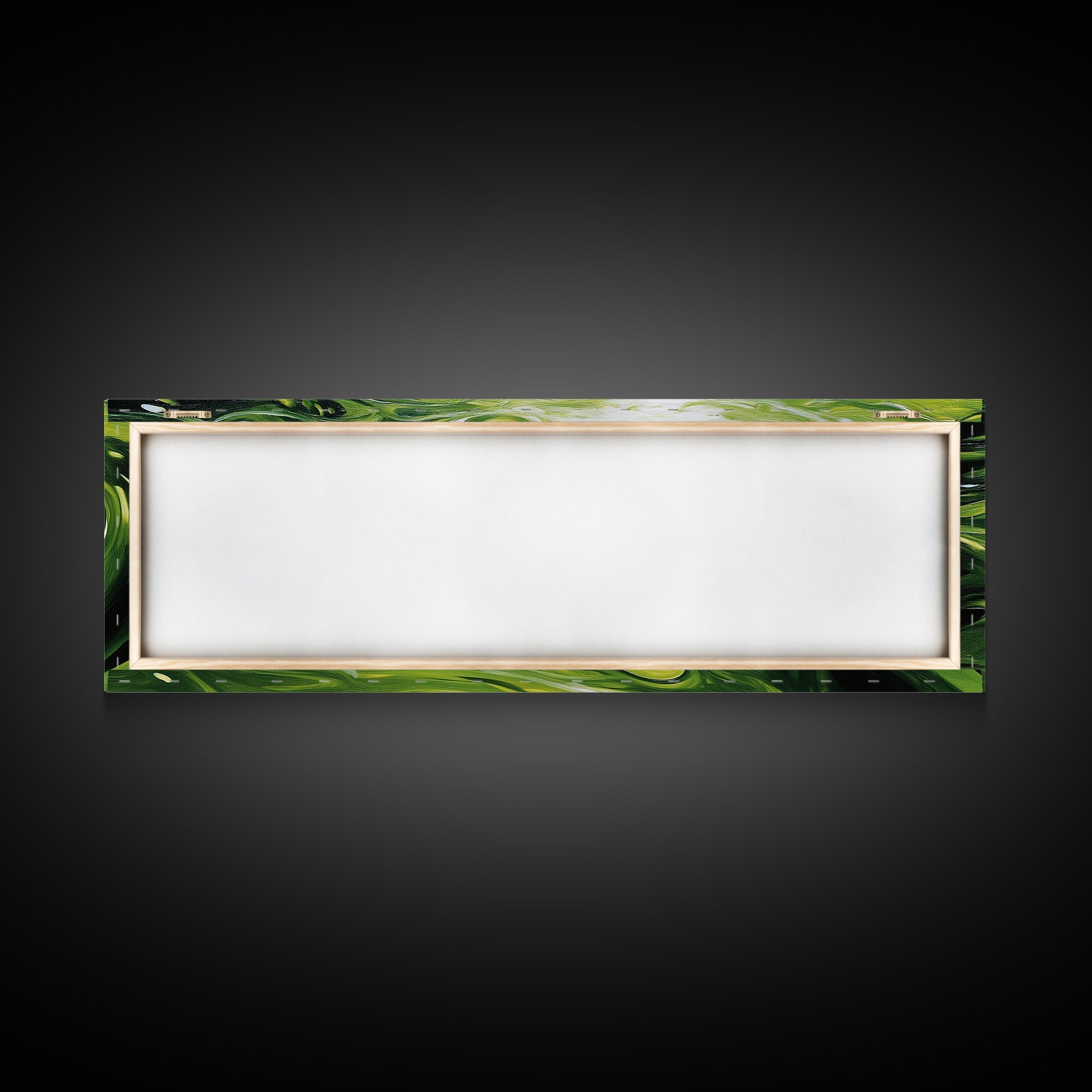 Abstract Green Swirl Painting, Modern Contemporary Wall Art, Nature Inspired Water Reflection, Trendy Office, Framed Canvas Print