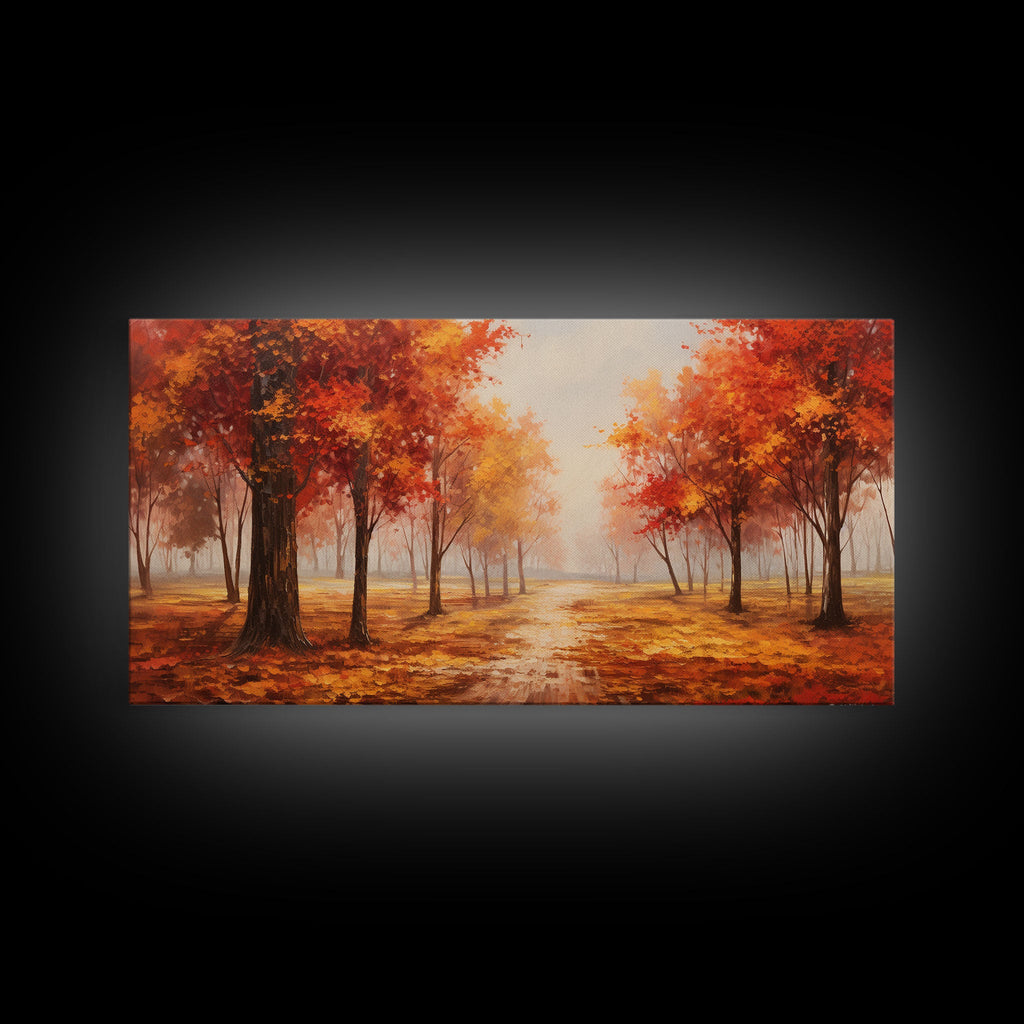 Fall Decor, Beautiful Forest In Early Autumn, Landscape Framed Canvas Print Painting, Wall Art, Wall Decor, Autumn Decor, Farmhouse Decor