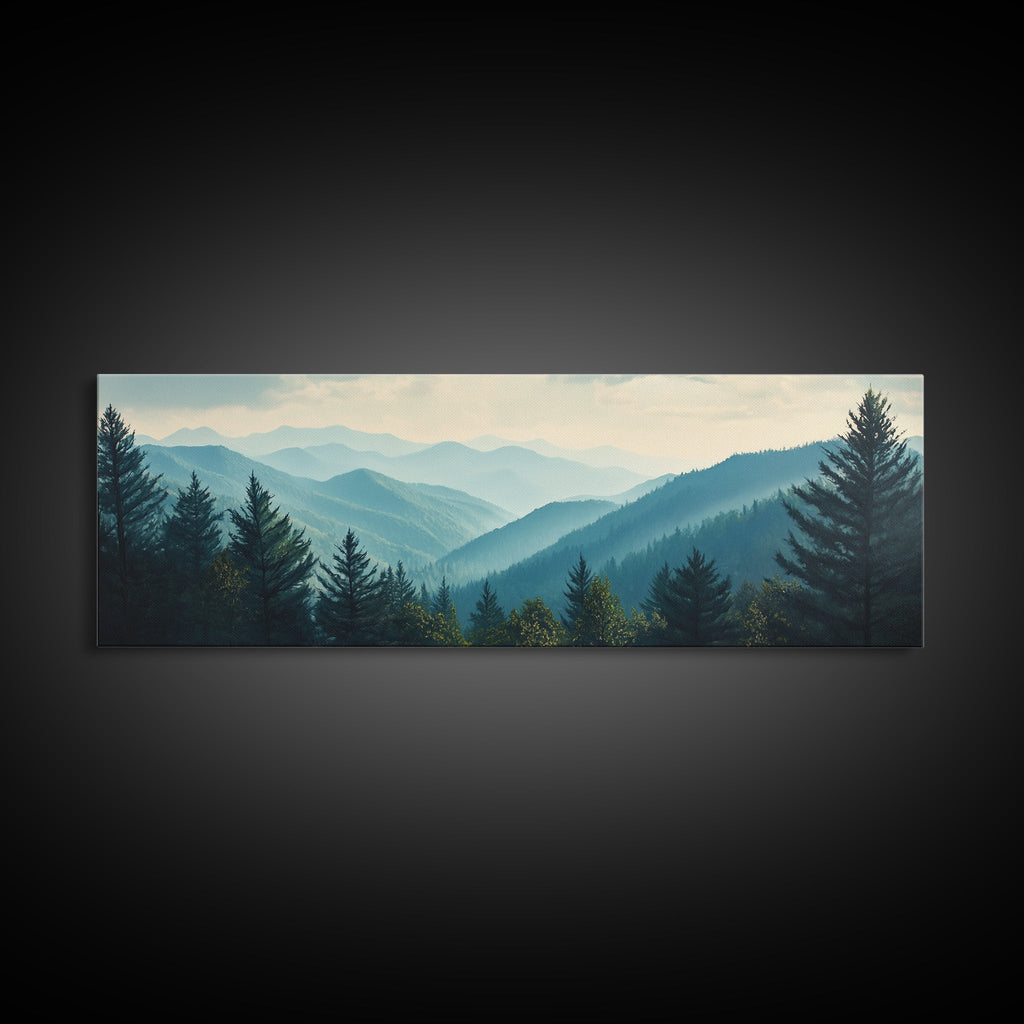 Mountain Painting Print, Mountain Art, Panoramic Wall Art, Extra Wide Horizontal Art, Ultra Wide Wall Art, Blue Ridge Mountains Painting