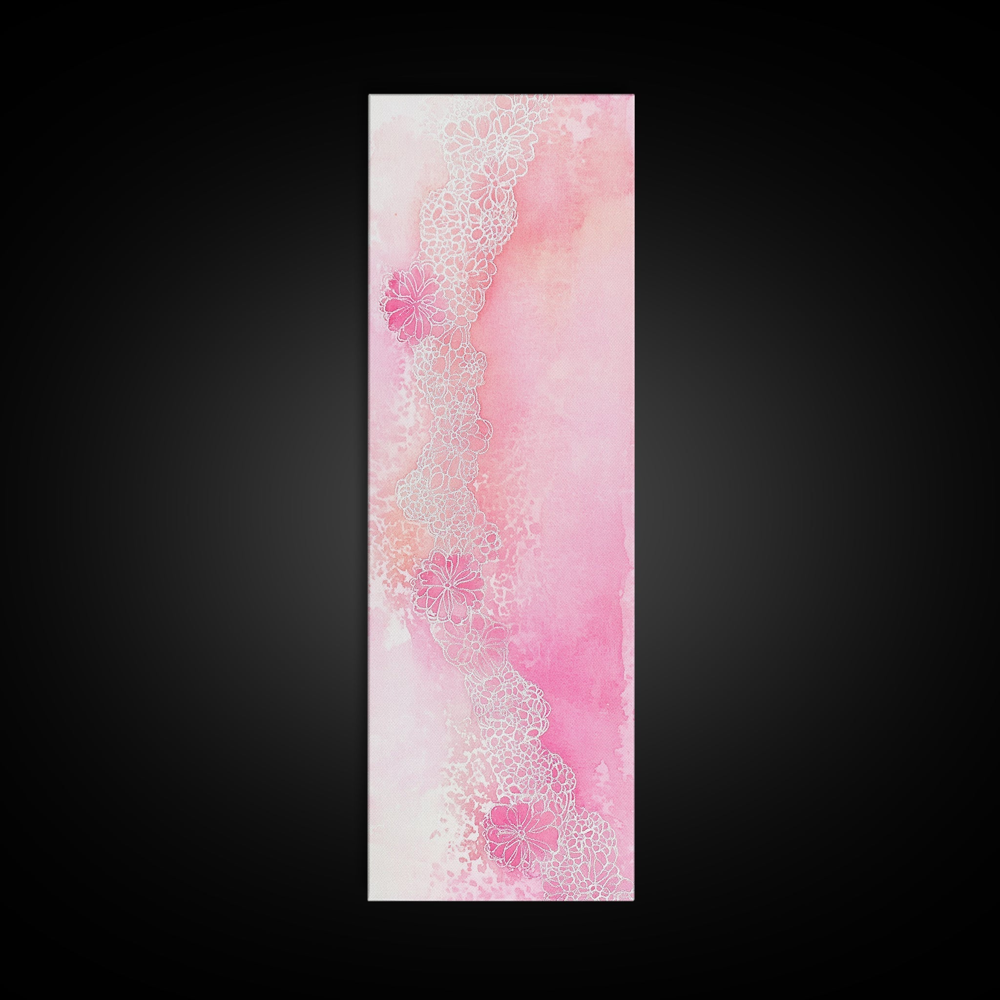 Pink Lace Canvas Print Light Pink Abstract Art Feminine Minimalist Bedroom Decor Vertical Wall Art Wabi Sabi Art Rustic Home Gift Idea