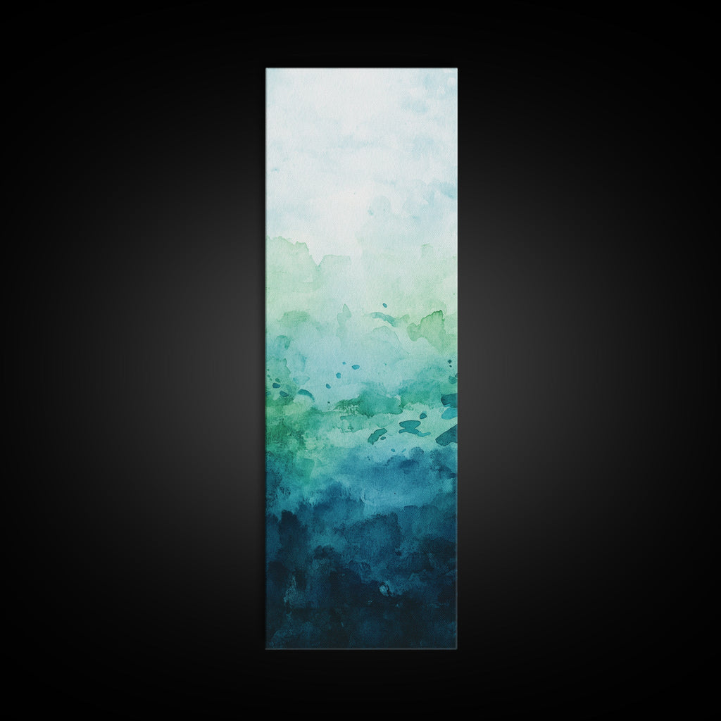 Gradient Watercolor Framed Canvas Print in Green and Blue, Sage Green Wall Art, Minimalist Art, Bedroom Art, Living Room Art