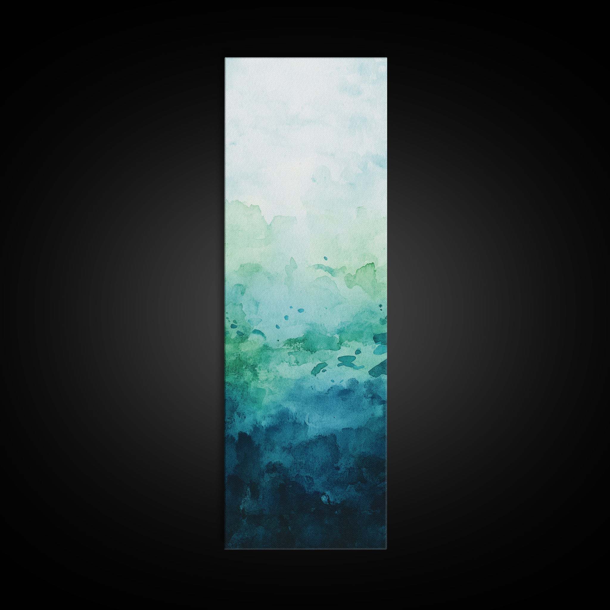 Gradient Watercolor Framed Canvas Print in Green and Blue, Sage Green Wall Art, Minimalist Art, Bedroom Art, Living Room Art