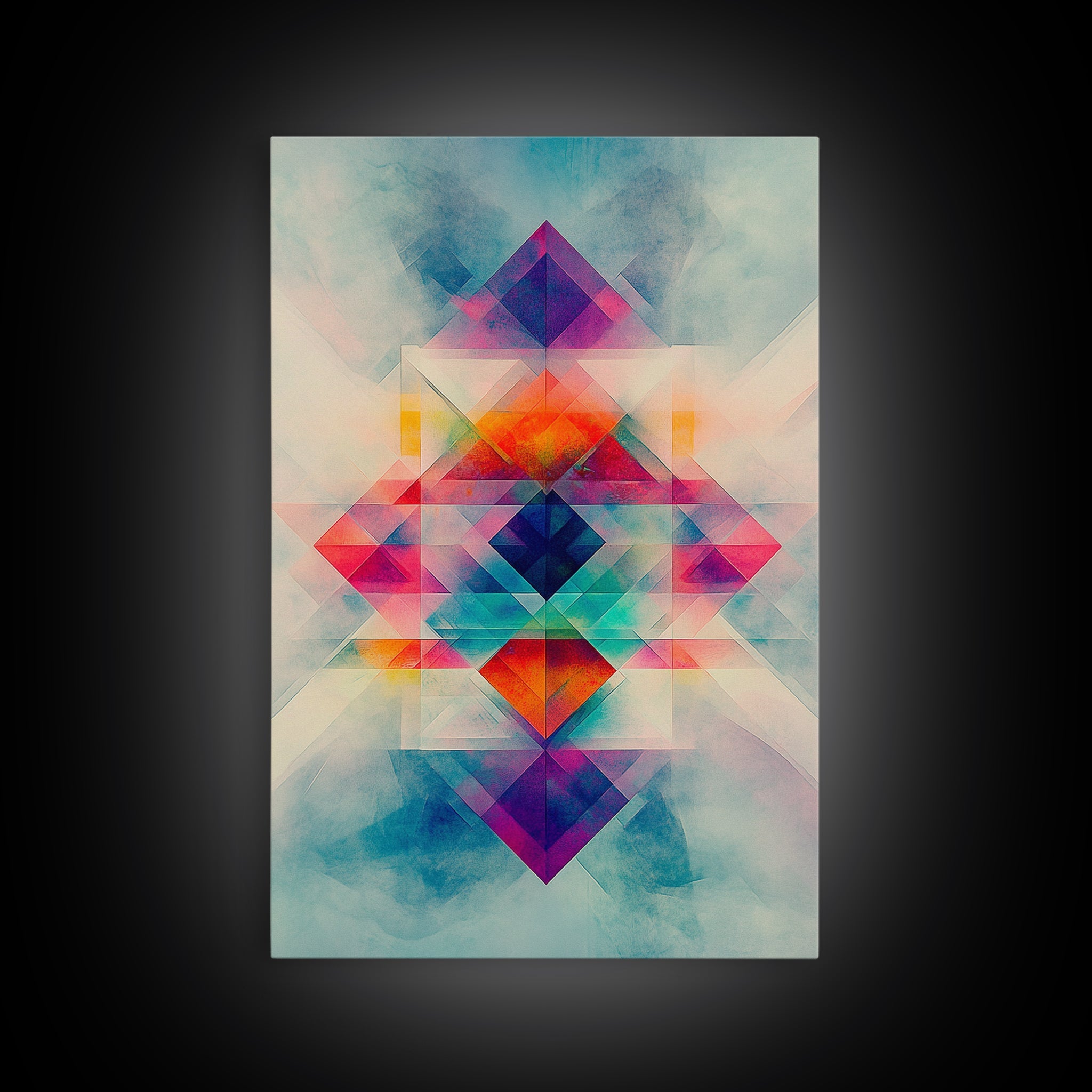 Sacred Geometry Art Framed Canvas Print Sacred Patterns Wall Decor Moody Abstract Geometric Wall Art Living Room Zen Artwork Gift